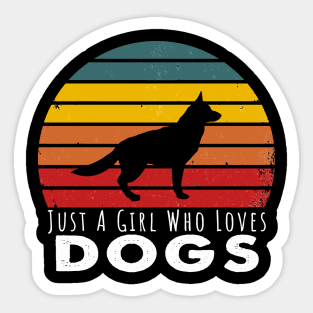 Just A Girl Who Loves Dogs Retro Vintage Sticker